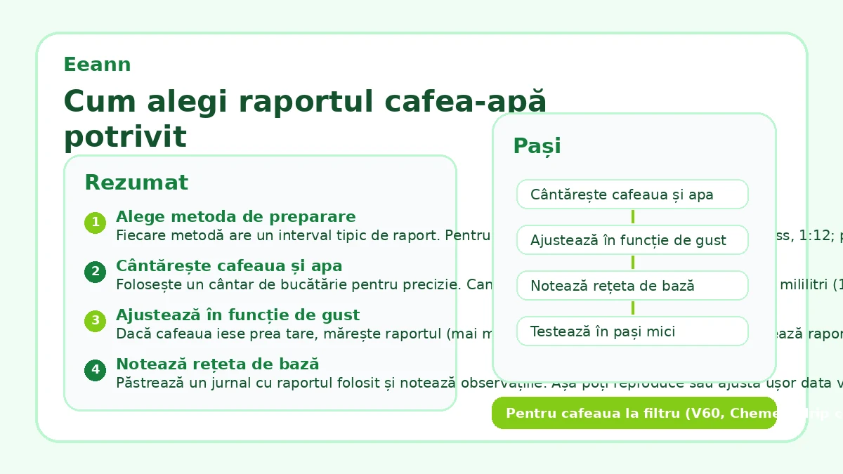 Cum alegi raportul cafea-apă potrivit