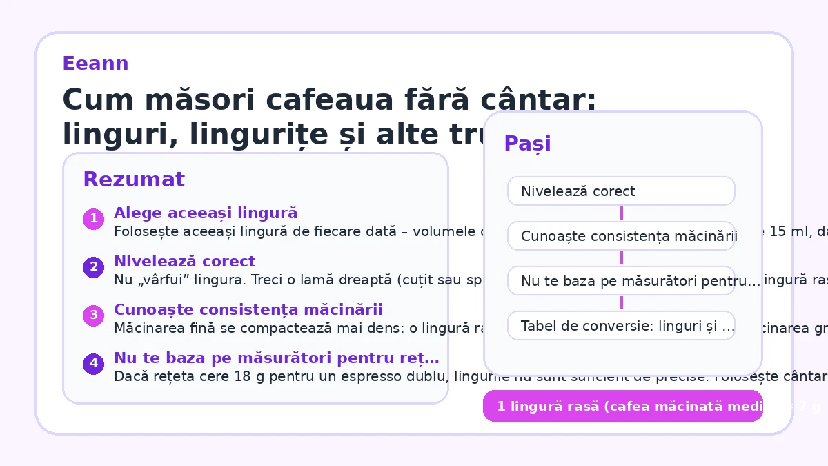 Cum măsori cafeaua fără cântar: linguri, lingurițe și alte trucuri